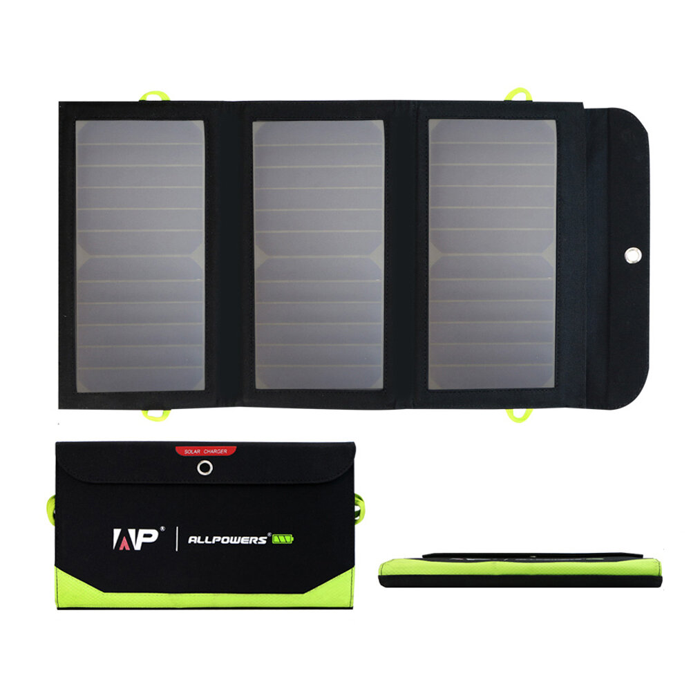 ALLPOWERS 21W Φορτιστής Ηλιακού Συστήματος με Μπαταρία 10000mAh, 3 Θύρες USB (USB-C και USB-A) Ηλιακό Πάνελ SunPower Power Bank για Υπαίθρια Κατασκήνωση