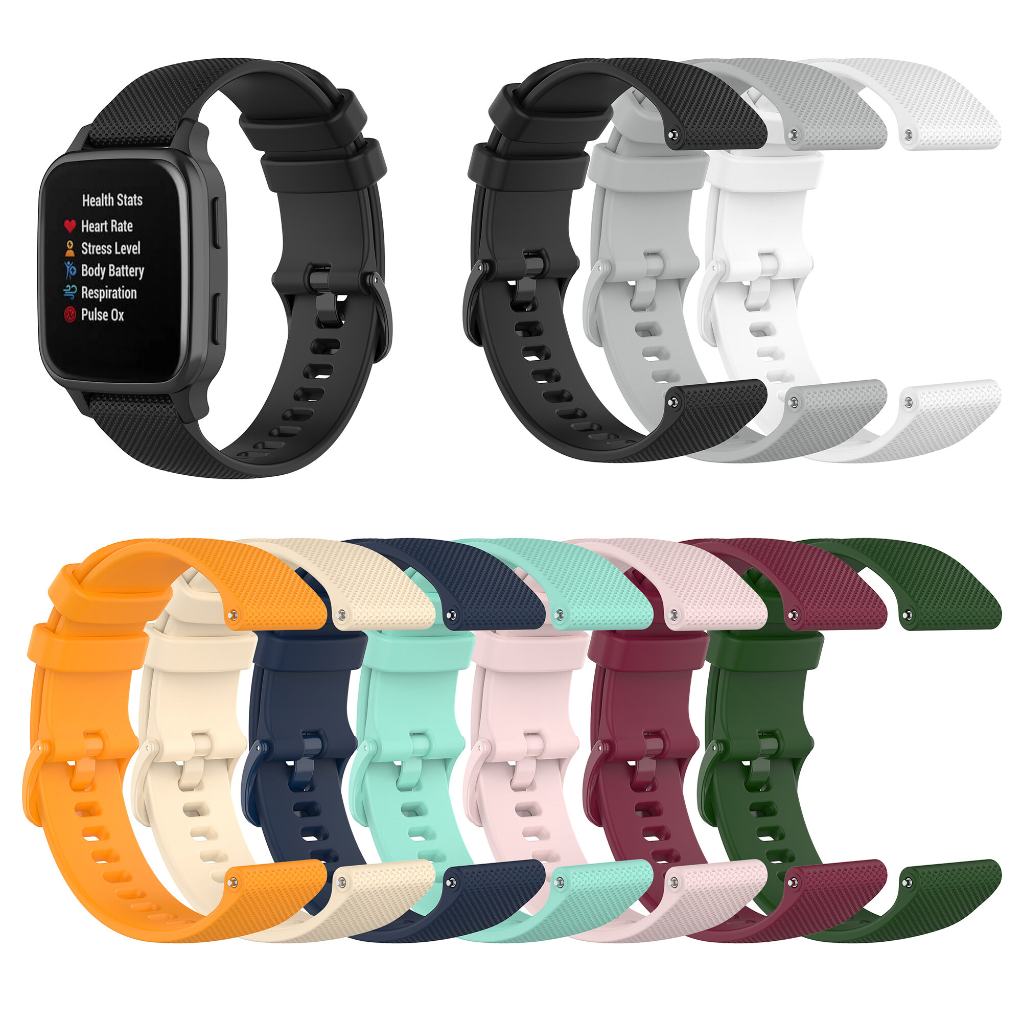 20mm Breedte Zachte Siliconenn Horloge Band Horloge Band Vervanging voor Garmin Venu SQ BW-HL1 HL2 H