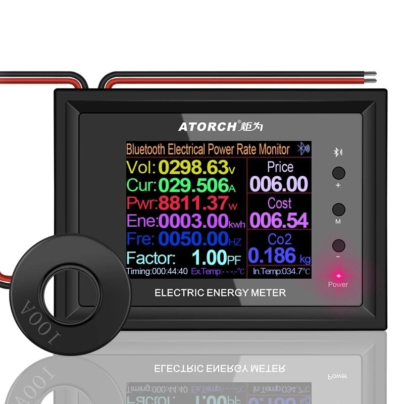 

AC50-300V 100A 2.4" LCD bluethooth Digital Power Wattmeter Indicator Energy Ammeter Current Voltage Tester Detector