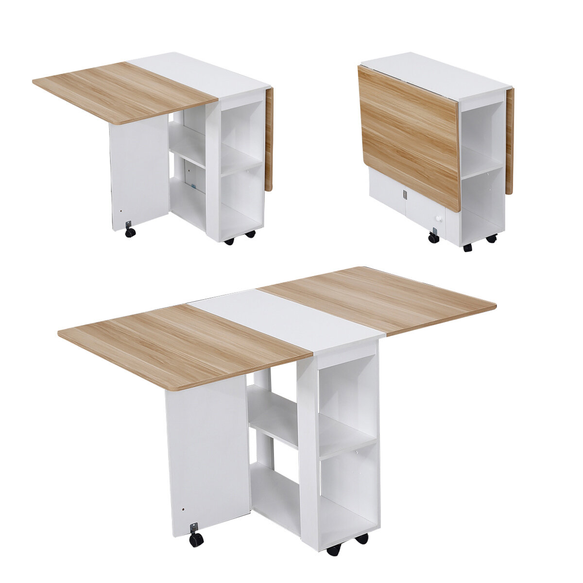 W1400 * D800 * H740MM Table pliante domestique Table multifonctionnelle simple rectangulaire mobile avec 4 tabourets