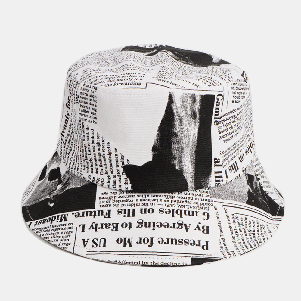 Unisex Made-old krant patroon katoen brede rand zonnebrandcr?me vizier mode casual bucket hat