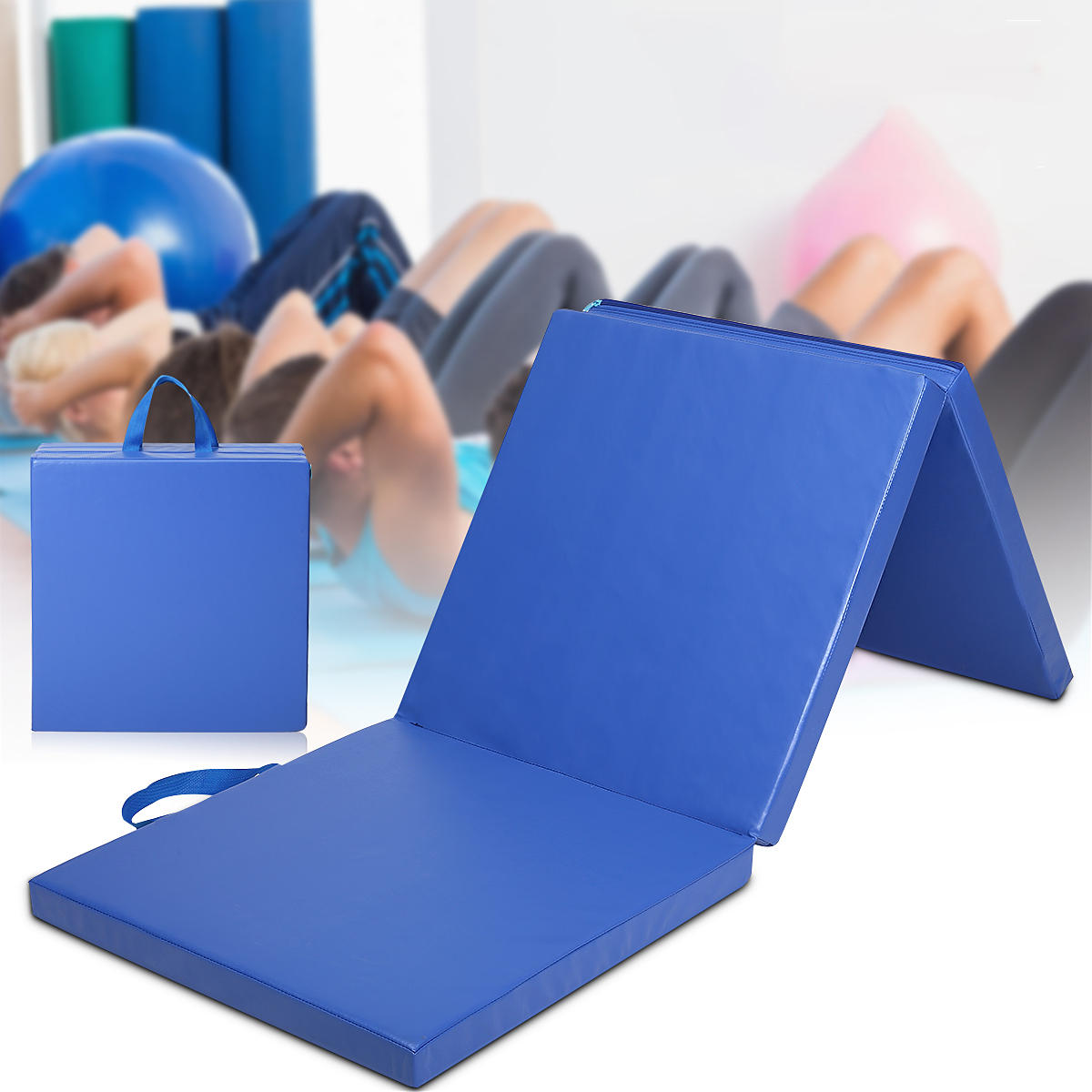 70×23×2inch 3 Katlanır Jimnastik Matı Yoga Egzersiz Jim Portatif Hava İzci Paneli Dönüşüm Tırmanma Pilates Ped Yastık
