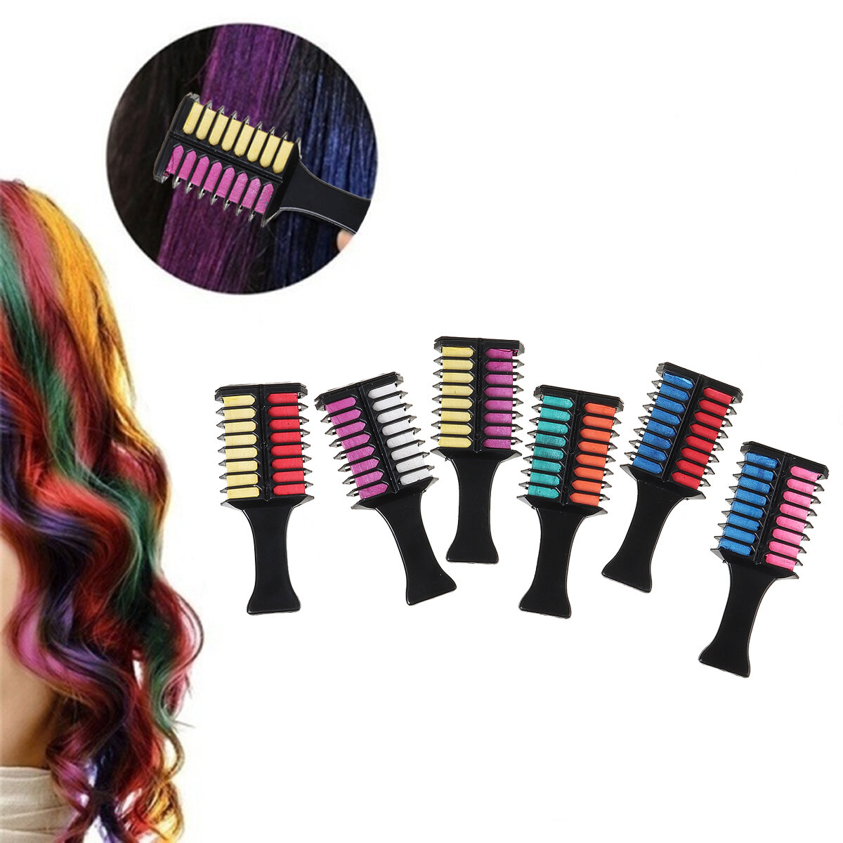 Mini krijtjes voor haar Professionele kleurpotloden voor haar Multicolor kleurstof Tijdelijke haarverf Kam Haarverzorging Styling Tools