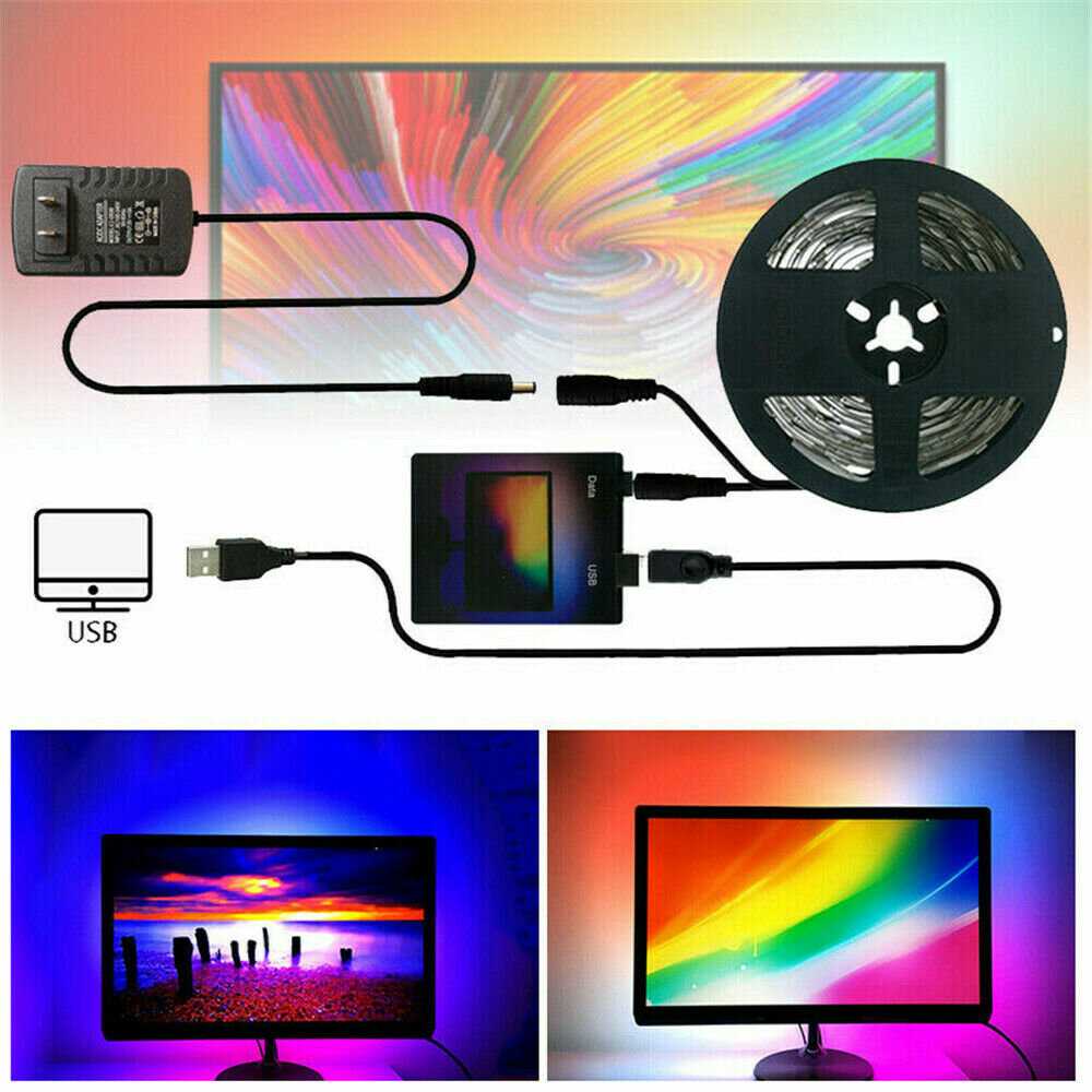 

DIY Ambient Light PC Smart LED Strip Light 1M/2M/3M/4M/5M USB Computer Monitor LCD Screen Backlight US Plug Christmas De