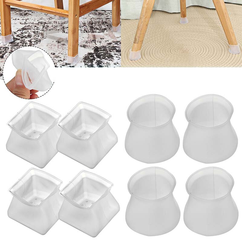 35/50 PCS Round Square White Universal Silicone Table Foot Cover Chair Foot Pad Stool Leg Protector 