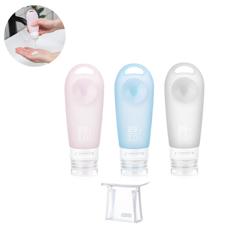 Naturehike 3 Pcs 60/89ml Silicone Travel Cosmetic Bottles Lotion Soap Body Wash Bottling Camping Washing Cleaning Empty Container