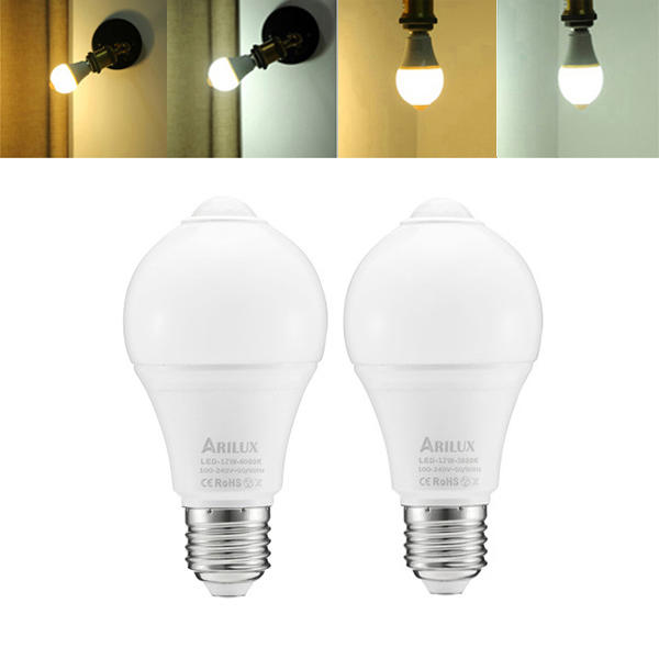 ARILUX® E27 12W 2835 PIR Sensor LED Bulb AC100-240V