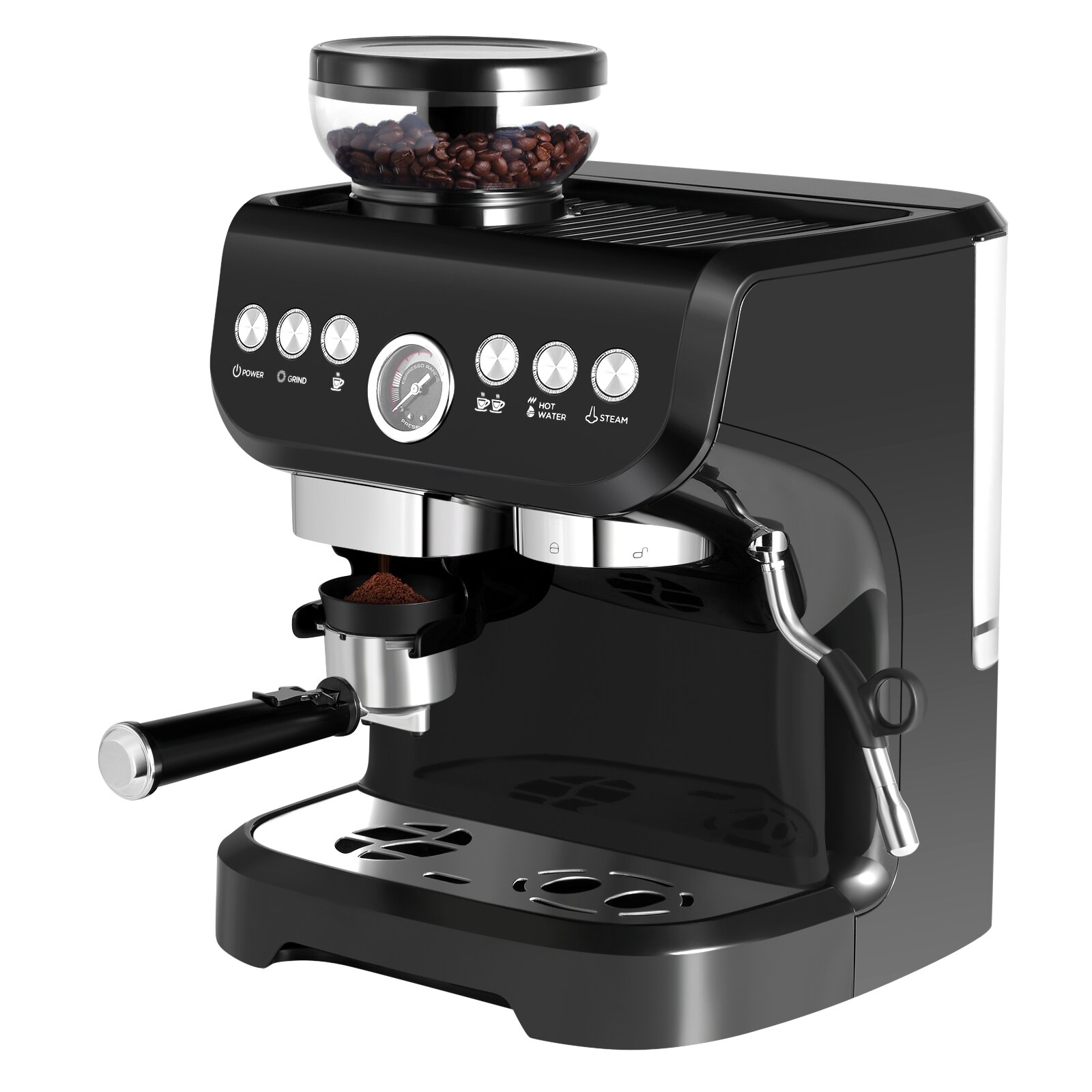 

[US Direct] AC-517E 15Bar 1100W 110V Espresso Coffee Makers With Grinder Machine Electric Commercial Coffee Makers Machi