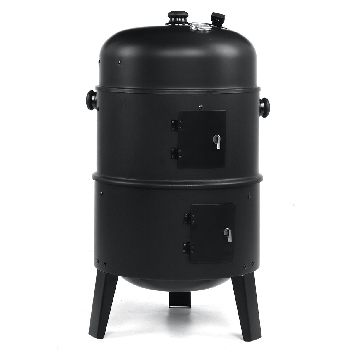 3-in-1 Portable Round Charcoal Smoker Roaster BBQ Grill With 354 Square Inches Cooking Space Built-in Thermometer Garden