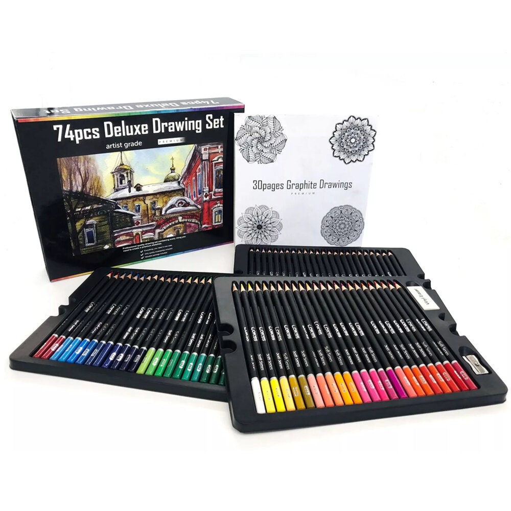 75pcs Color Pencil Drawing Set Artist Painting Sketching Color Pencil Art Students Book Drawing Stationery Painting Supp