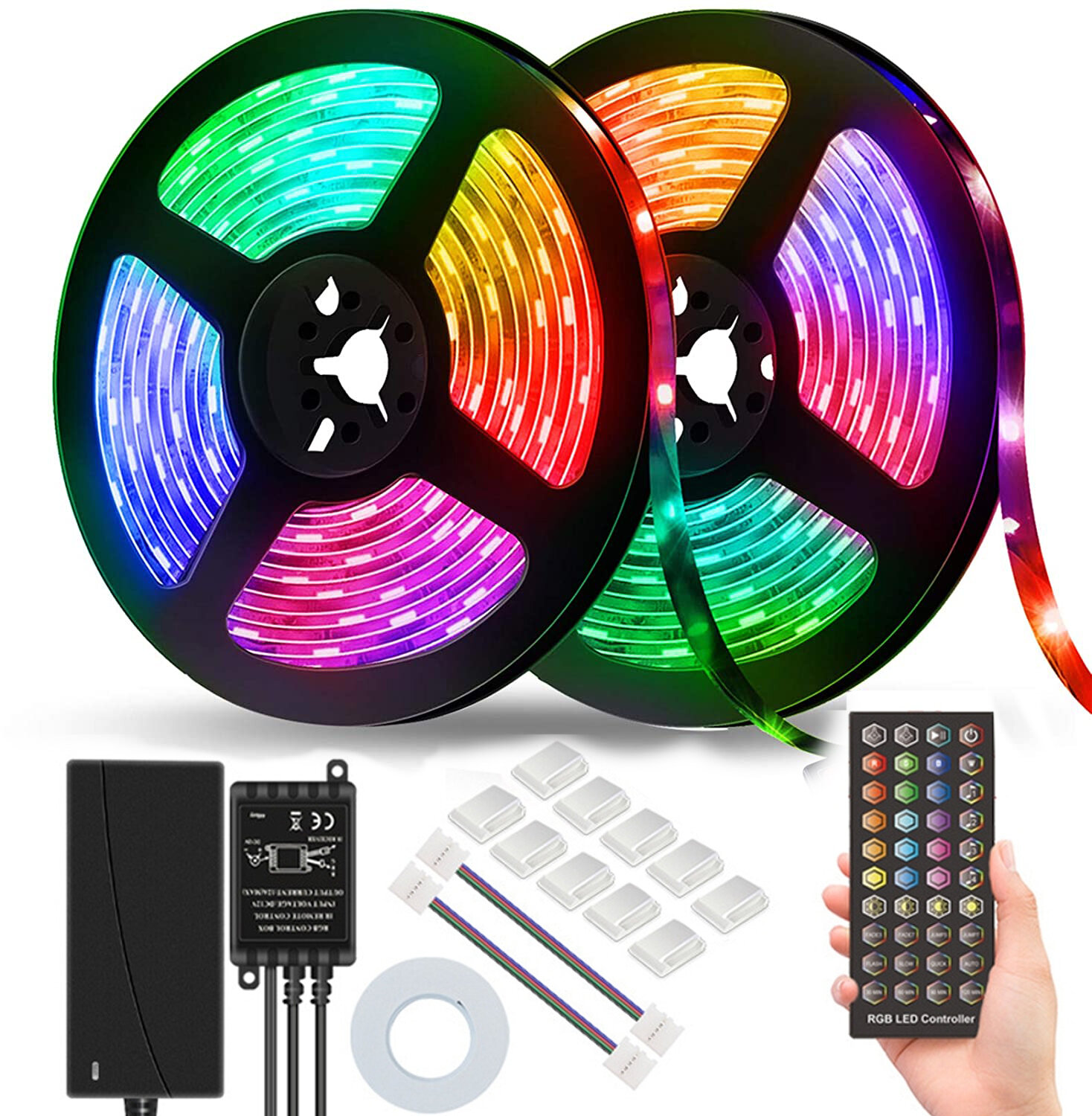 DC12V 5M/10M 5050 RGB Timer Function LED Strip Light Waterproof With 40kEYS Remote Control + Music Controller