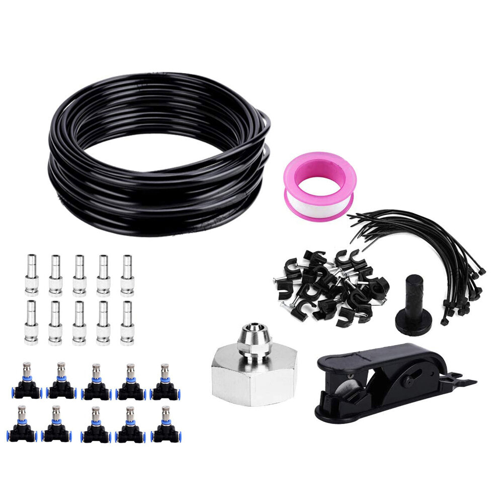 

23m Garden Watering Irrigation Spraying Kit Outdoor Cooling System Dust Collect Air Humidification