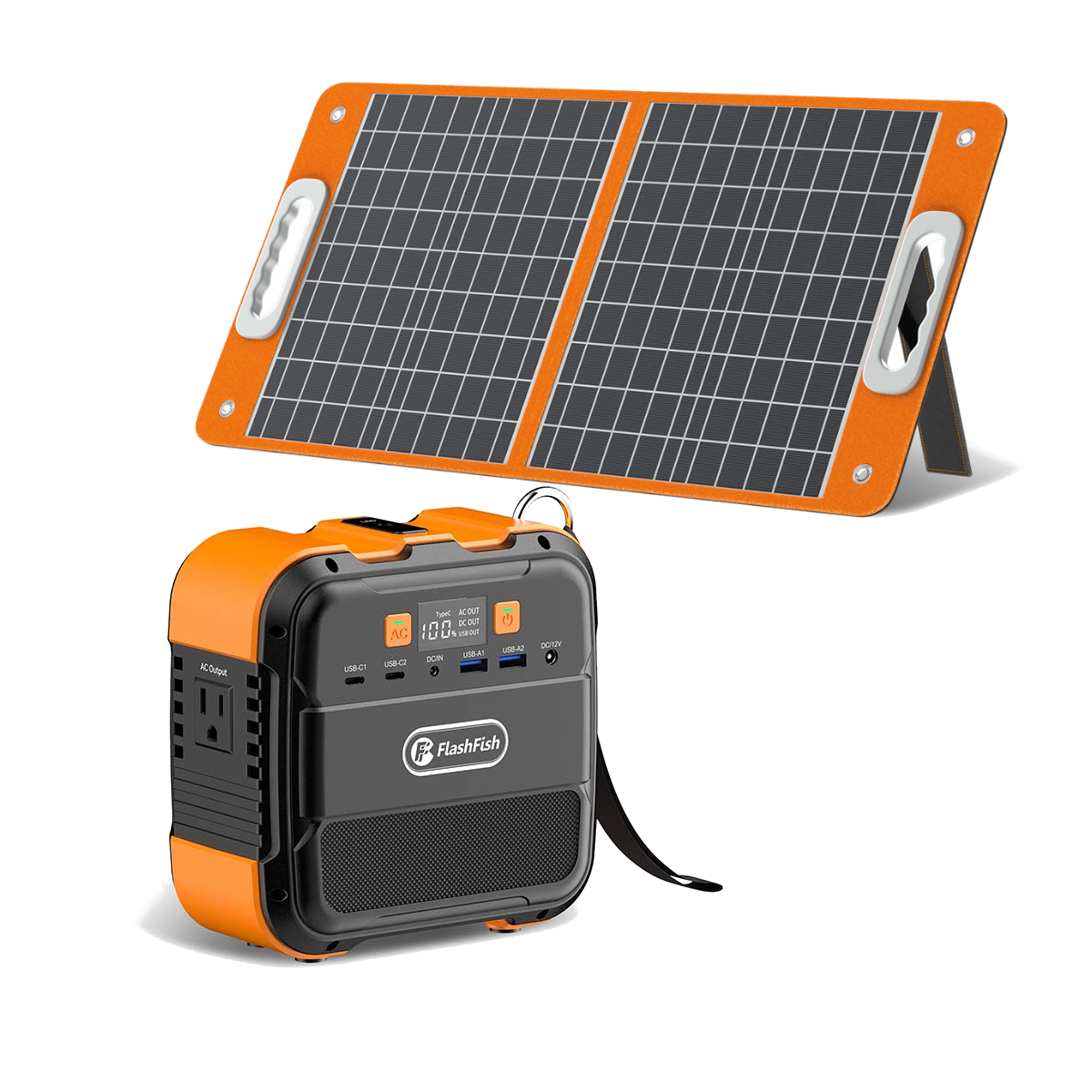 [EU Direct] FlashFish A101 120W 96Wh 26400mAh Station d'alimentation portable avec 1 panneau solaire pliable de 18V 60W, Fourniture de générateur d'alimentation, Batterie de secours de banque d'alimentation portable, Batterie lithium pour le camping, les sorties