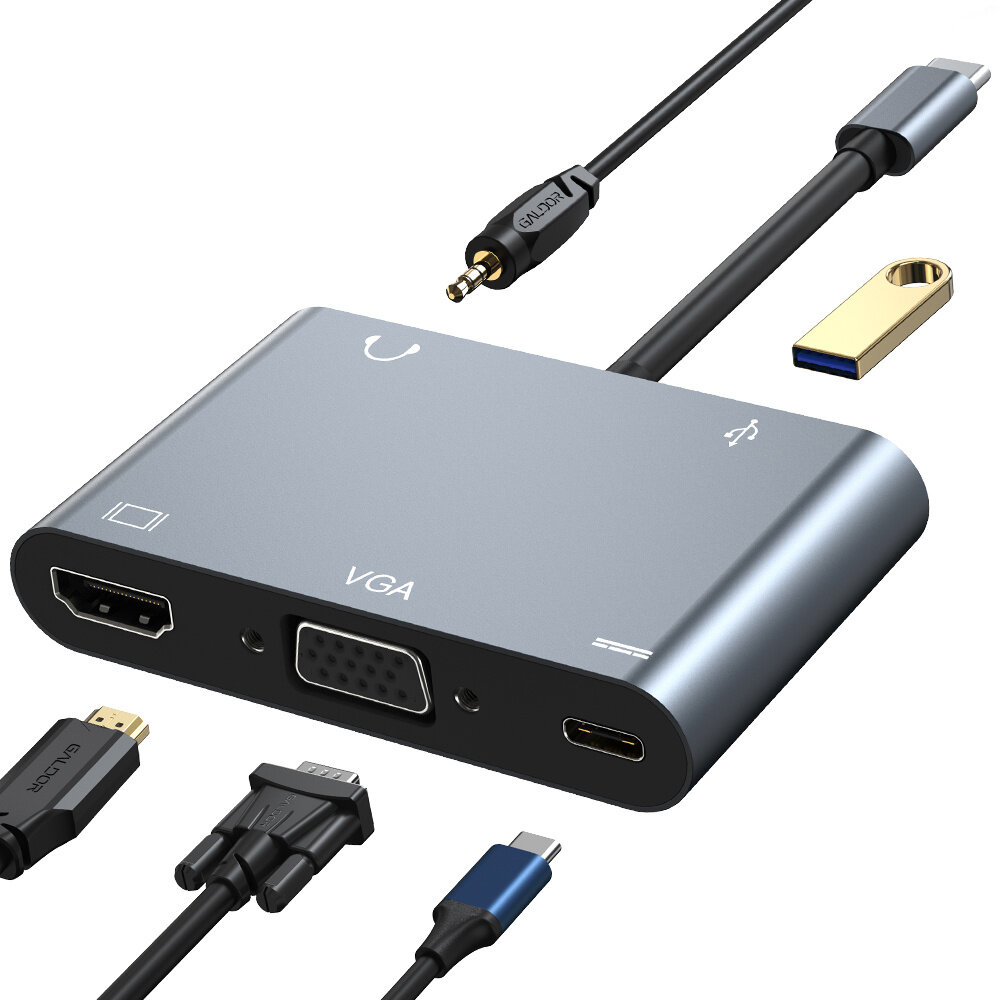 Mechzone 5 in 1 Type-C Docking Station USB-C Hub Adapter with USB3.0 USB-C PD 100W 4K HDMI-Compatibl