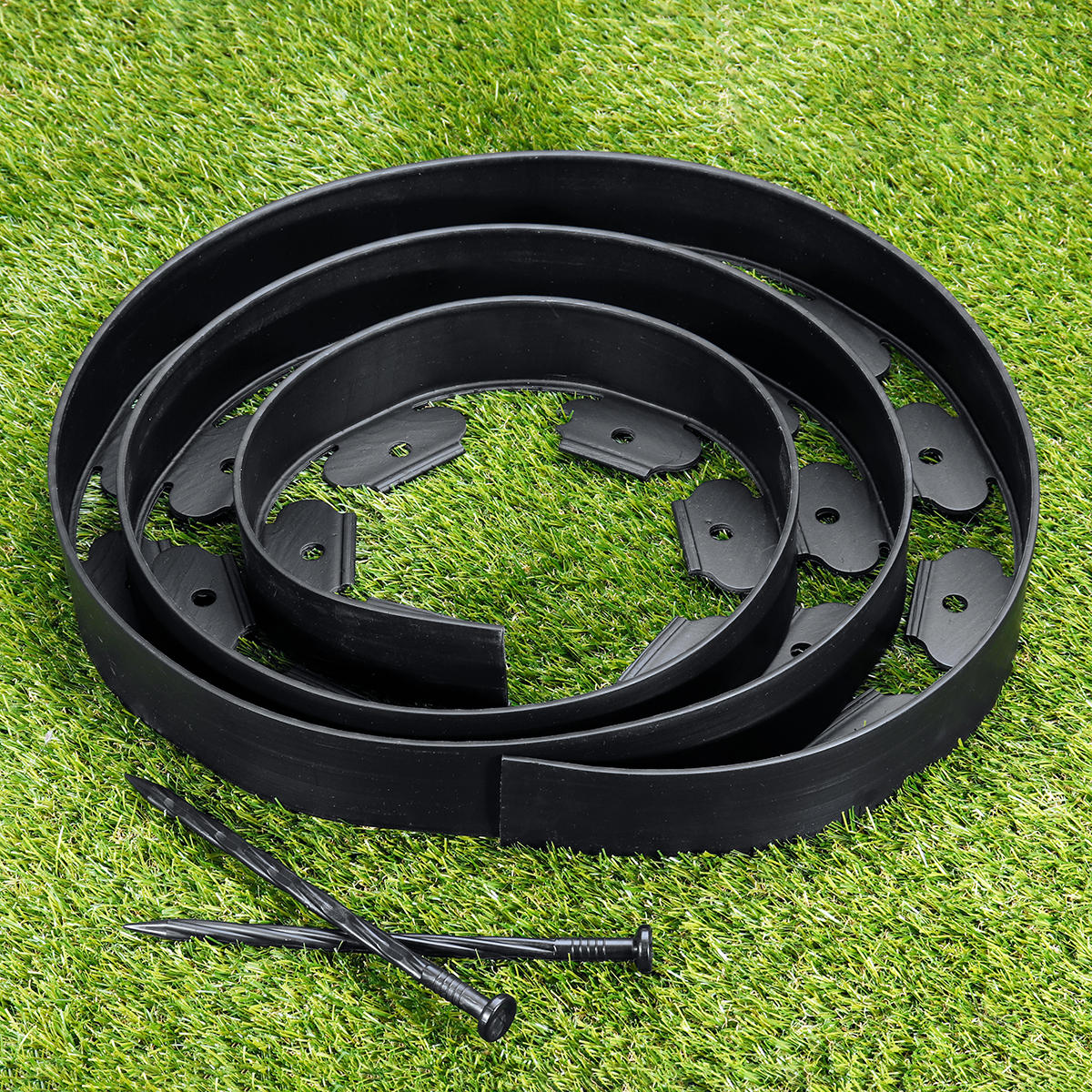 

Garden Flexible Lawn Grass Plastic Edging Border 3meters+10 Extra Strong Pins Decorations