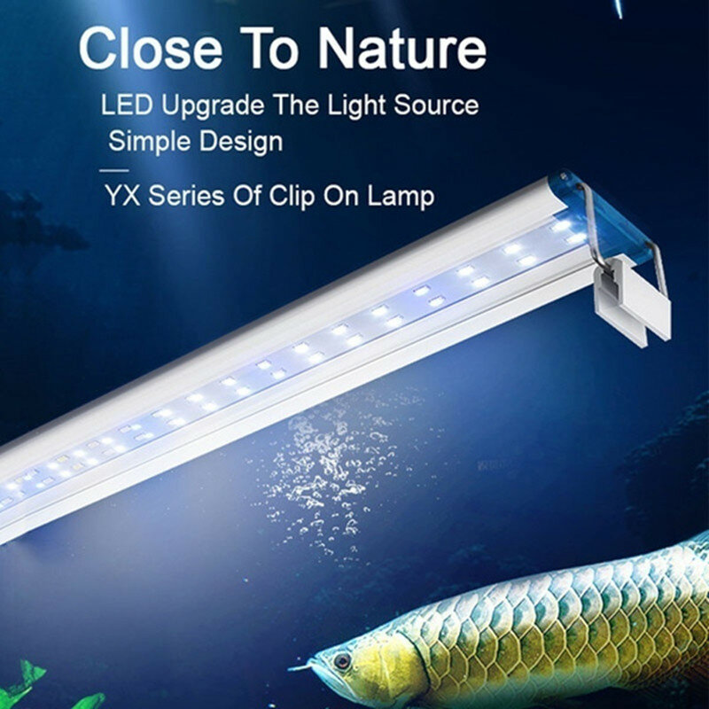 حوض سمك فائق النحافة LED ضوء نبات مائي ضوءing 18-30 سنتيمتر قابل للتمديد ضد للماء مصباح بمشبك لخزان الأسماك