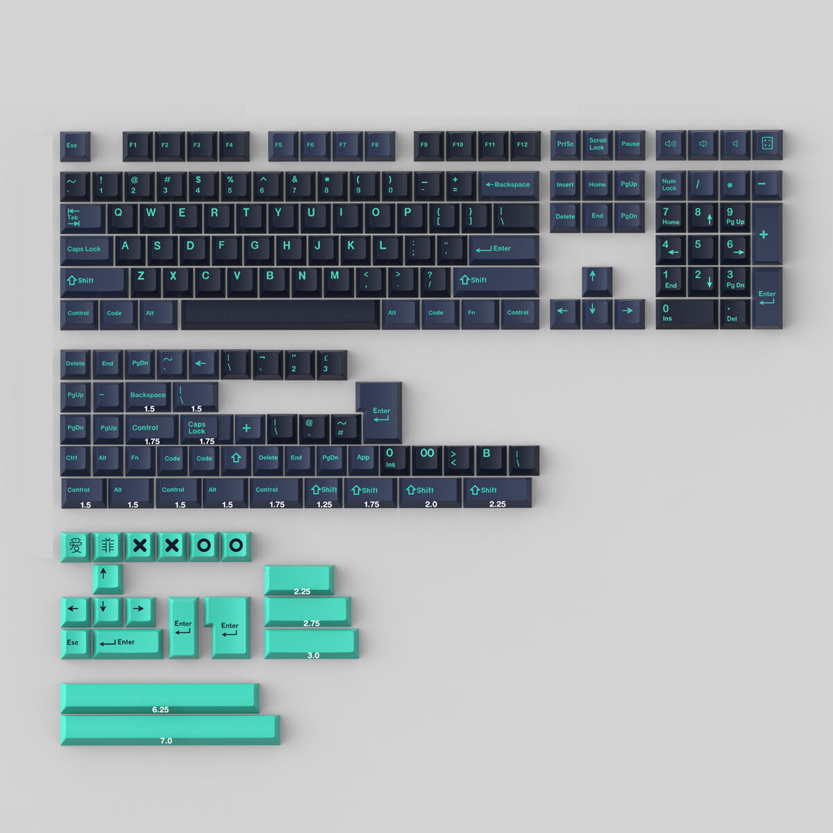 173 Keys Ocean ABS Keycap-set Cherry Profile Two Color Molding Custom Keycaps voor mechanische toets