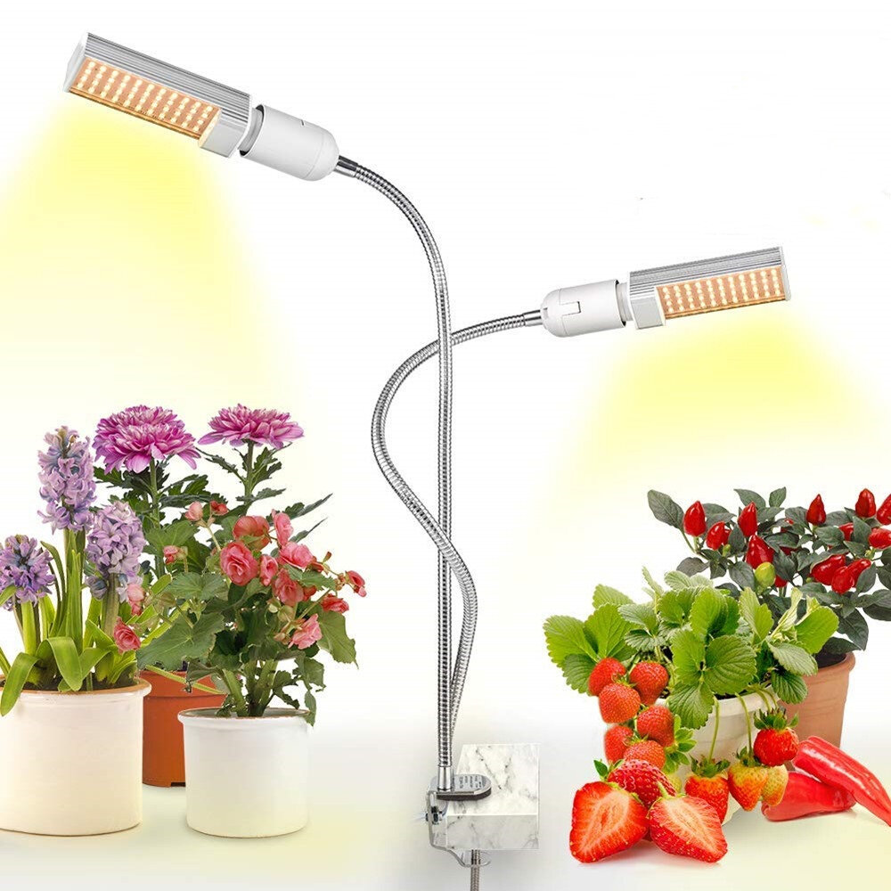 RELASSY LED-kweeklampen Plantlicht Volledig spectrum Geel licht LED-groei en bloei Dubbele kop Zwane