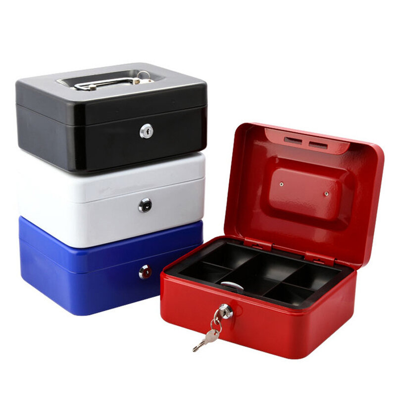 Mini Portable Security Safe Box Money Jewelry Storage Collection Box for Home School Office With Compartment Tray Lockab