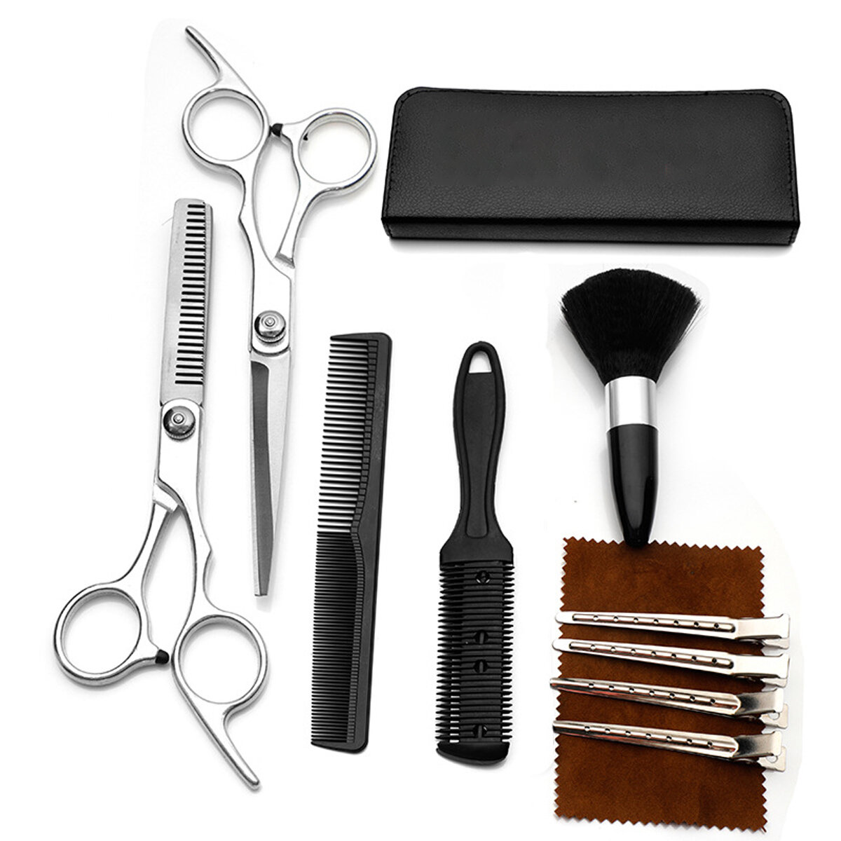 

11PCS Hair Cutting Scissors Set Hair Cutting Scissors Thinning Shears Hair Razor Comb Clips Hairdressing Tools