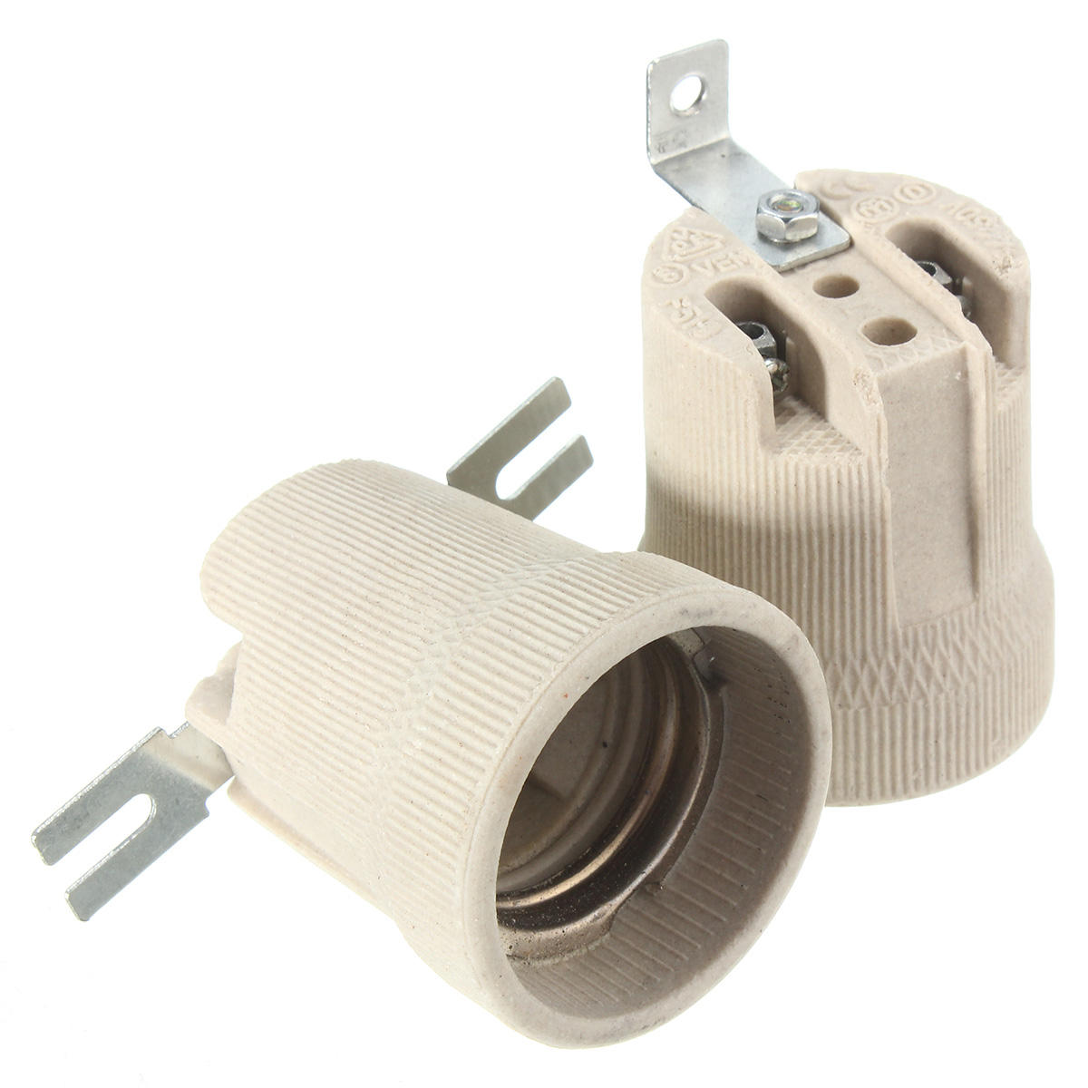 

E27 Ceramic Lamp Holder Socket Fittings Screw Bulb Adapter Straight Elbow Shape