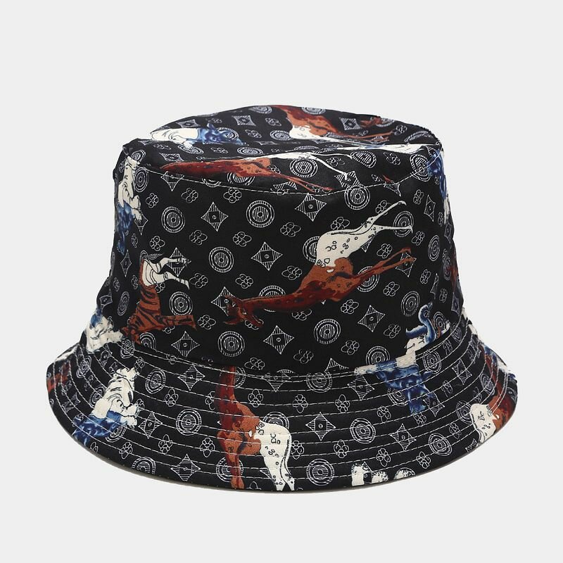 

Print Double-sided Wearing Fisherman Hat Outdoor Sun Hat Female Leisure Basin Bucket Hat
