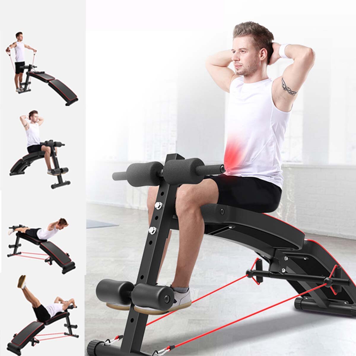 5 in 1 Multi-Functional Bench Folding Supine Abdominal Muscle Board For Full All-in-One Body Workout