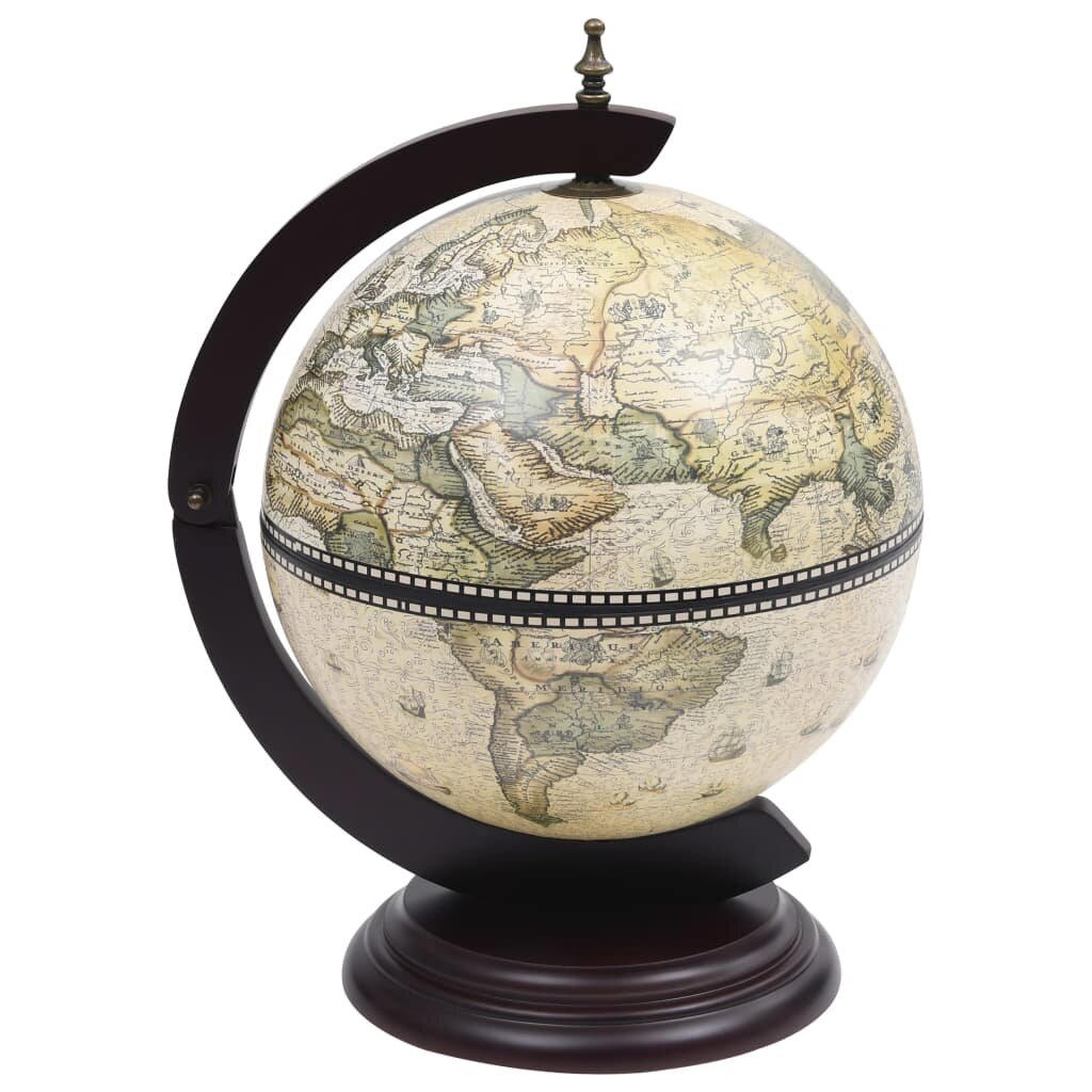 Globe With Antique Shading Tabletopp Globe Bar Wine Stand Eucalyptus Wood Green for Living Room, Kitchen