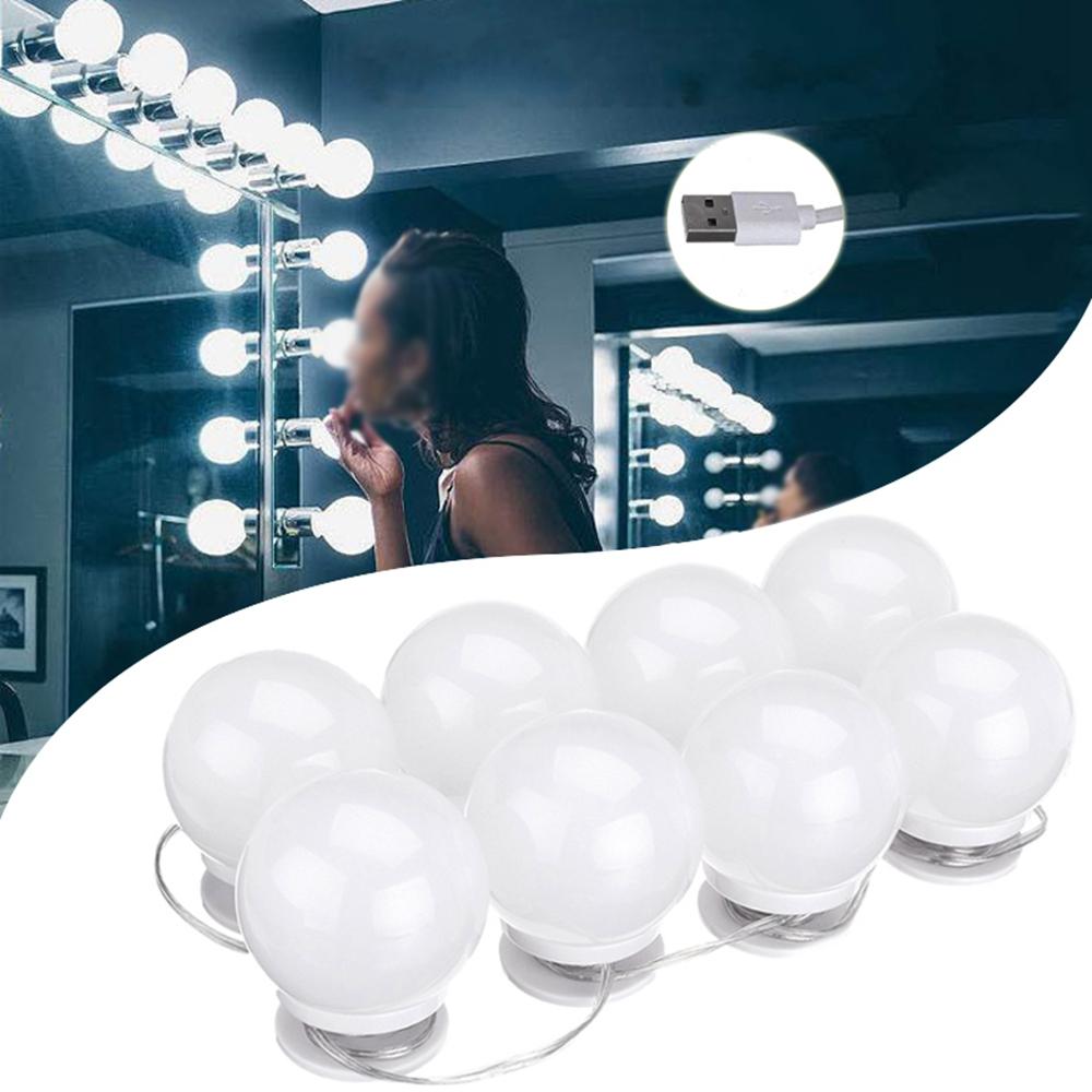 DC5V USB Hollywood-stijl LED-spiegel make-up partij licht met 8 dimbare witte lamp voor kleedkamer
