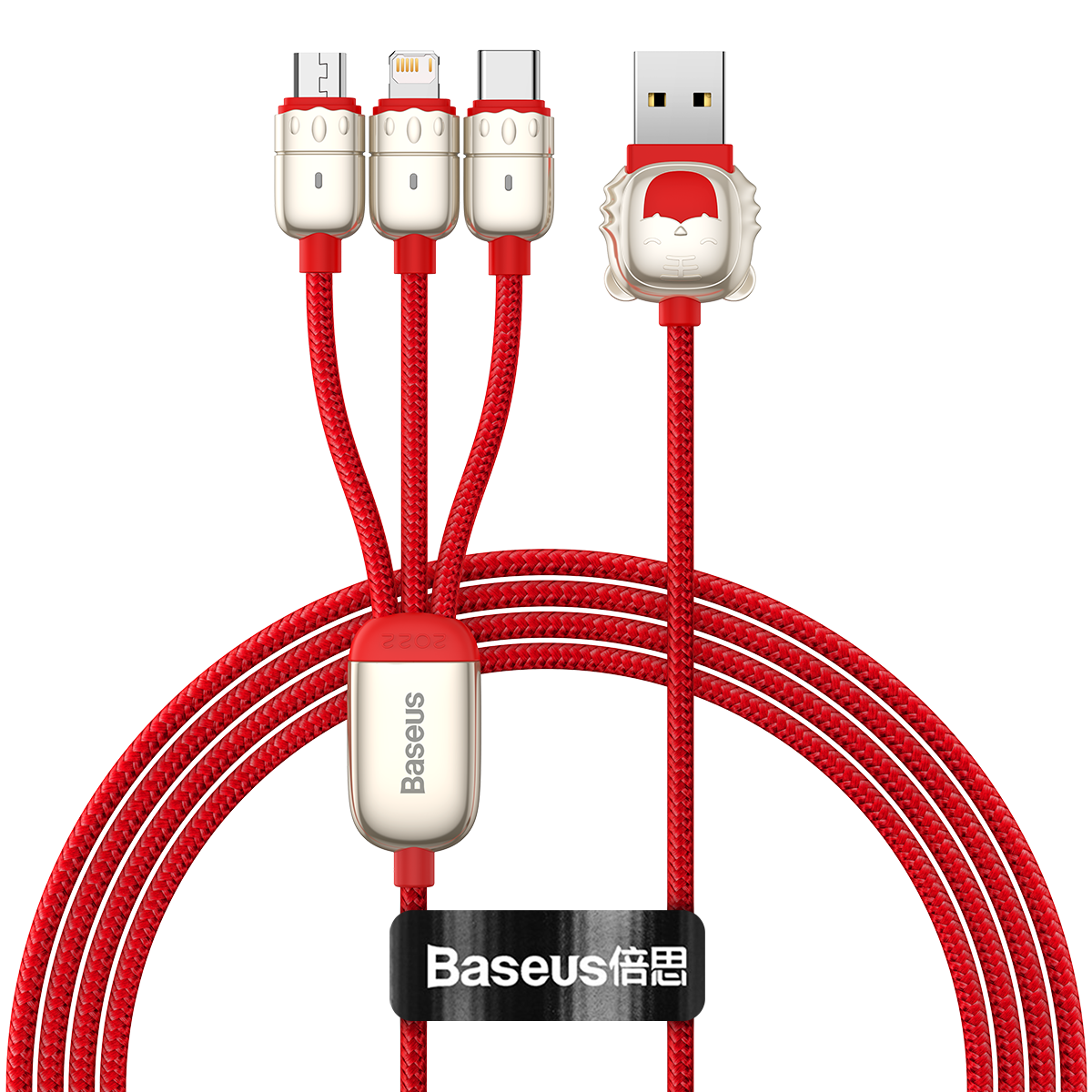 Baseus One For Three USB To USB-C/Micro USB/iP Cable 3.5A Fast Charging Data Transmission Cord Line 1.2m long For iPhone