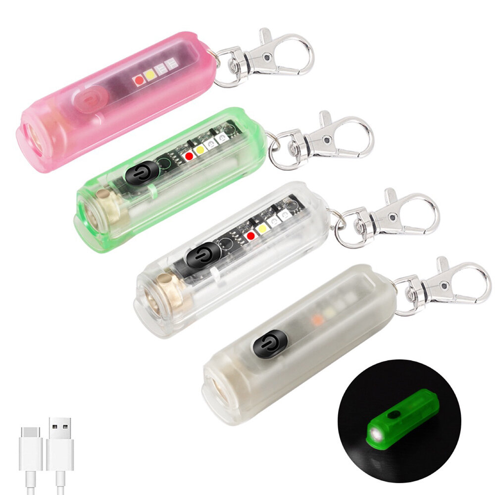 SEEKNITE M600 LH351B LED Keychain Flashlight With RGB Color Light & Clip Strong Light Type-C Recharg