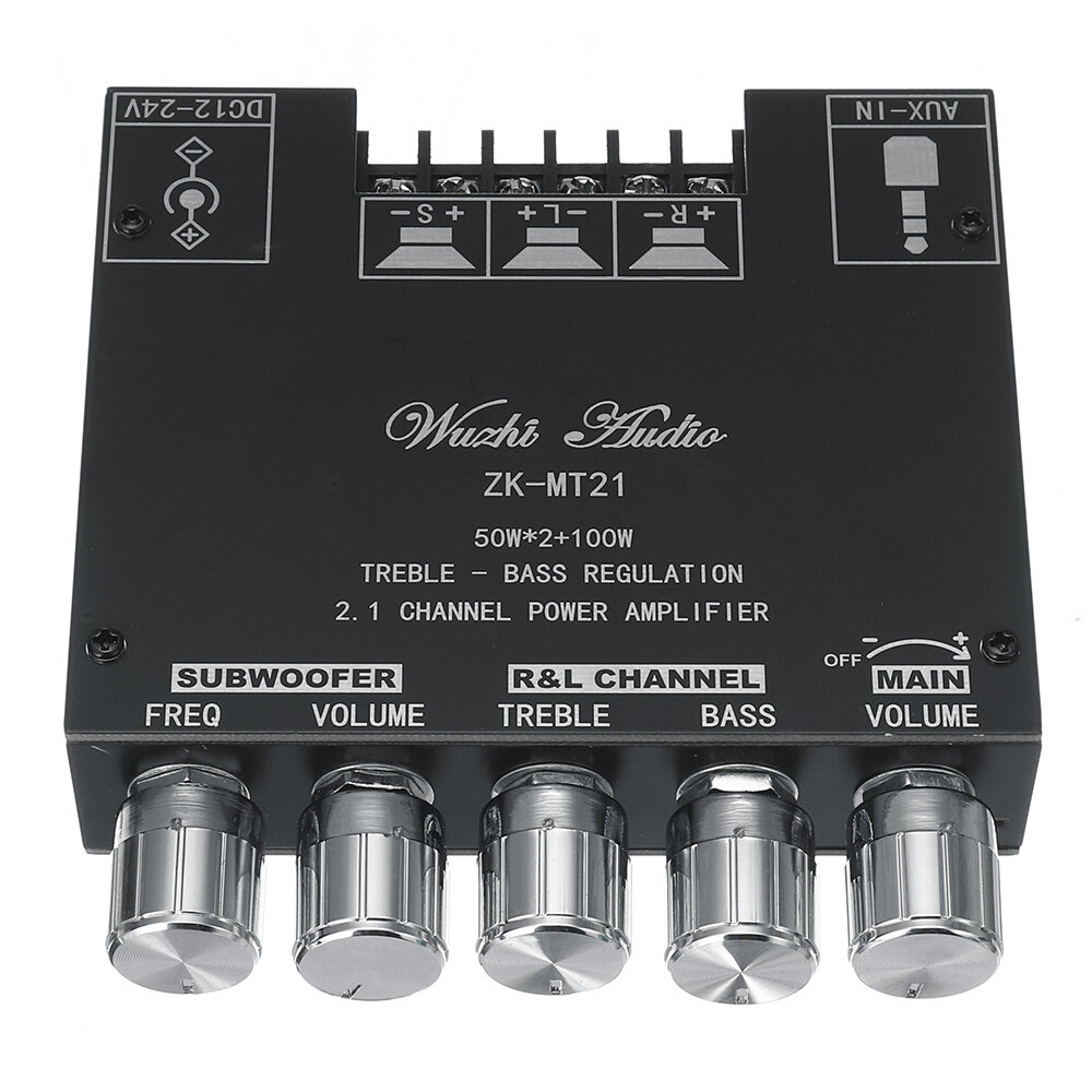 ZK-MT21 bluetooth 5.0 Subwoofer Amplifier Board 50WX2+100W 2.1 Channel Power Audio Stereo Amplifier Tone Board Bass AMP