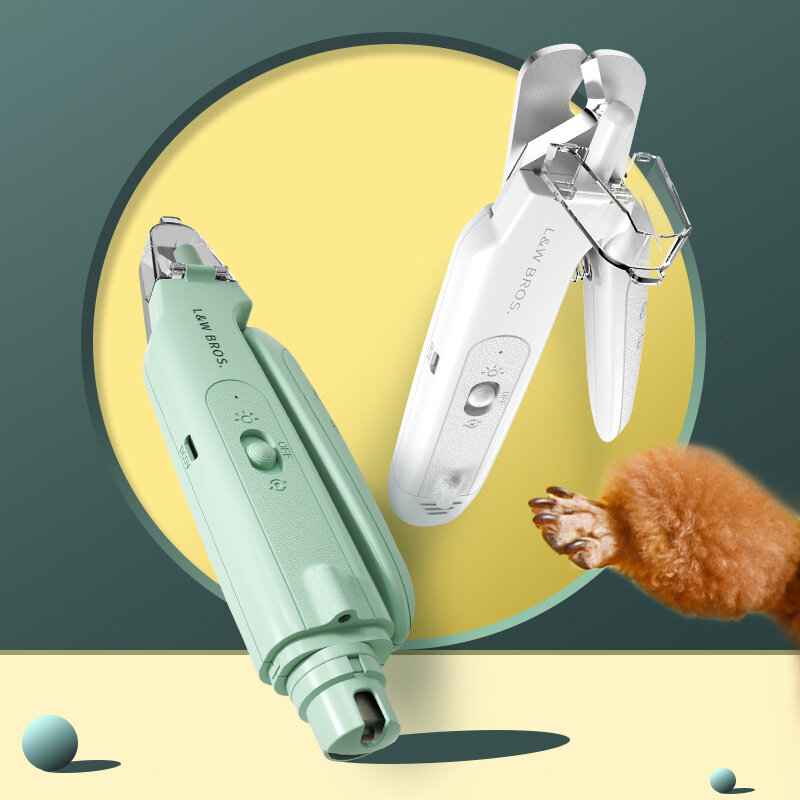 JASE PC-620 2in1 7W Dog Electric Nail Polisher Scissors USB Charging Rechargeable Cat Paws Grooming 