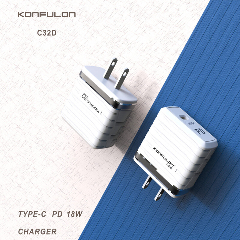 Konfulon C32D 20WPD充電器Type-C充電ケーブル付き高速充電USEUプラグforiPhone 12 Pro Max for Samsung Galaxy S21 Note S20 ultra Huawei Mate40 OnePlus 8 Pro