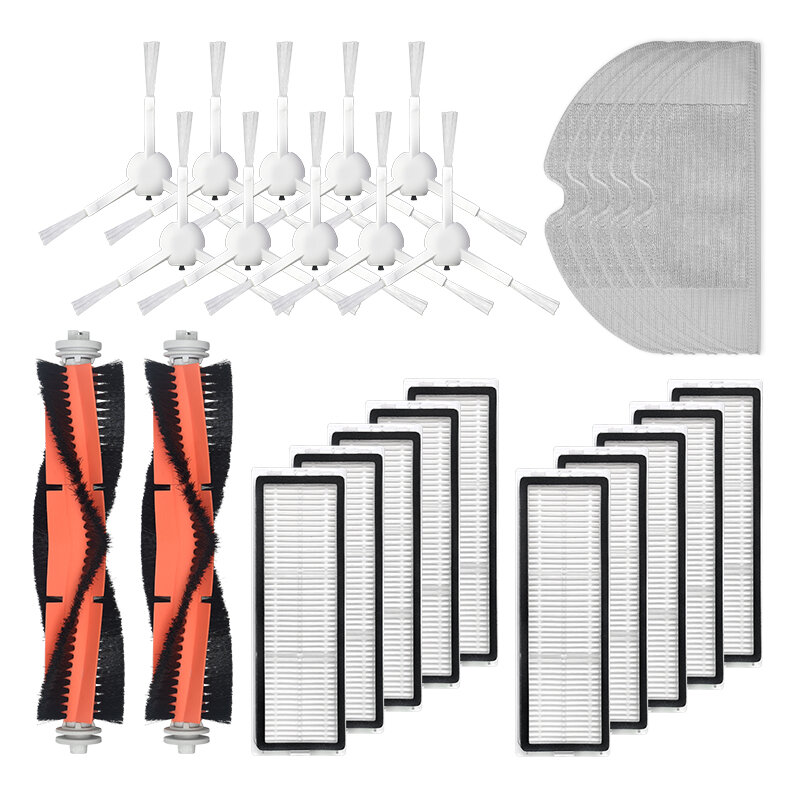 25pcs Replacements for Mijia 1C Dreame F9 D9 Vacuum Cleaner Parts Accessories Side Brushes*10 HEPA Filters*8 Main Brushe