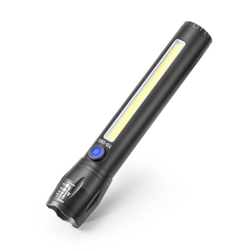 XANES? Q5-XPE 300LM 200m COB zoombare zaklamp met zijlicht USB oplaadbaar waterdicht 18650 mini-zakl
