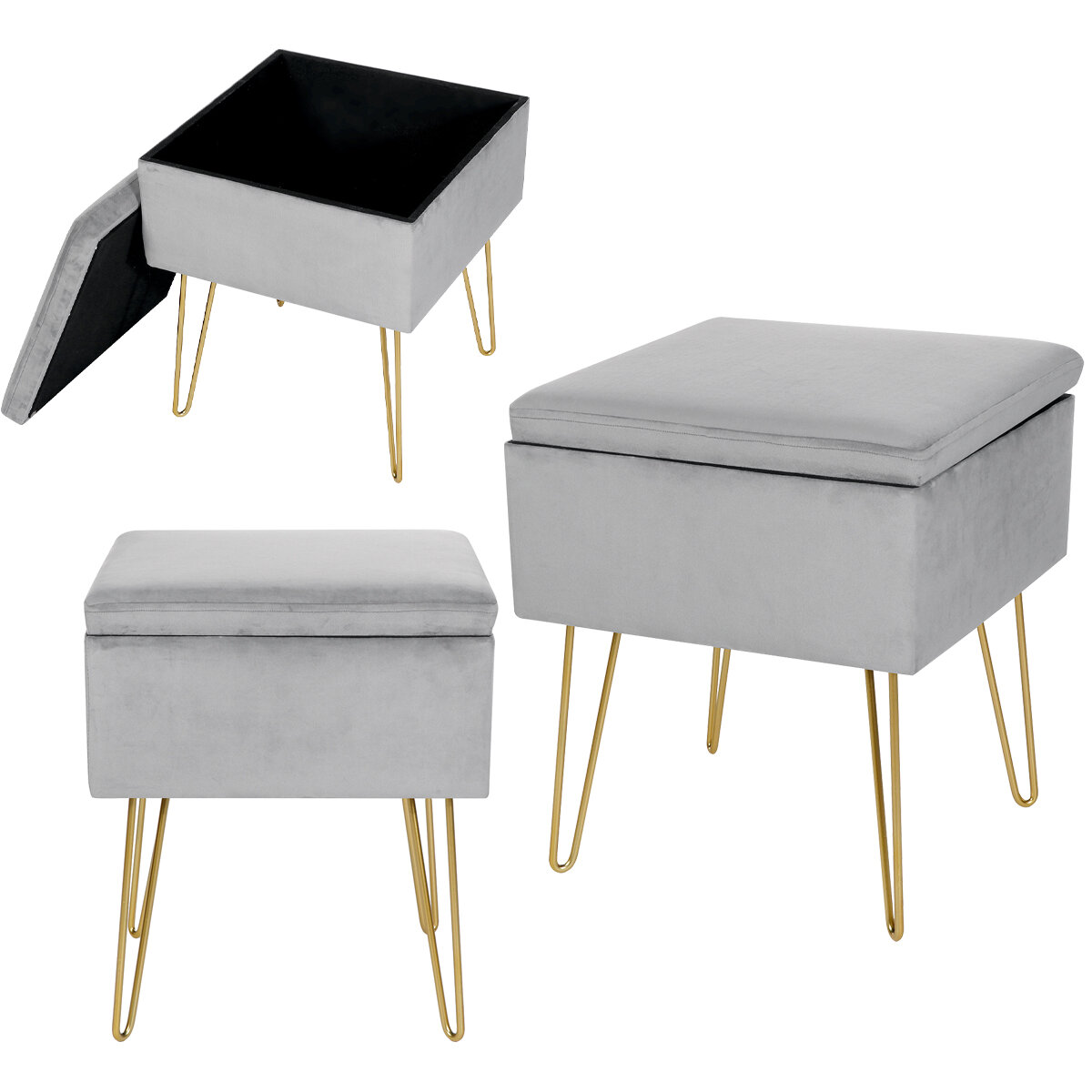 Fabric Velvet Storage Cube Tea Table Stool Creative Soft Iron Art Chair Footstool Seat Home Bedroom Supplies