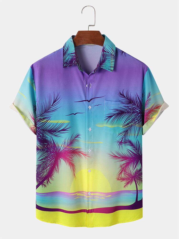 Heren Landschapsprint Hawaii-stijl Sierlijke Vrije tijd Alle bijpassende huidvriendelijke shirts
