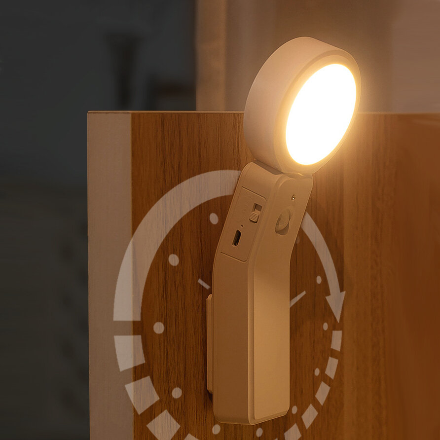 Imagen de Lámpara de gabinete rotativa recargable por USB con sensor infrarrojo humano, lámpara de escritorio y lámpara de mesita