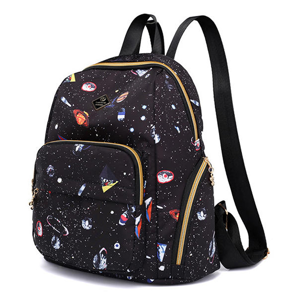 Women Nylon Starry Sky Pattern Backpack