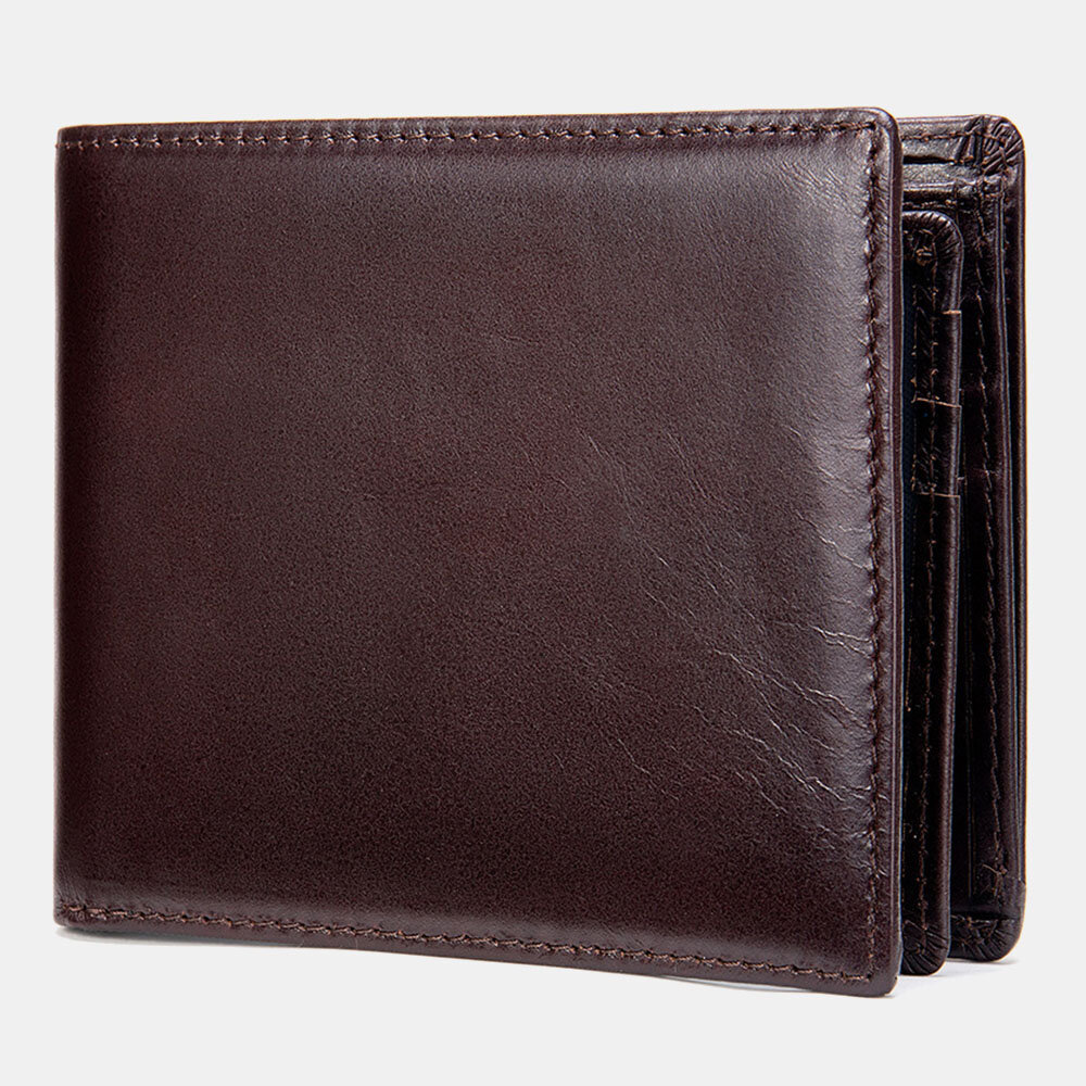 Men Genuine Leather Short Bifold Multi-card Slot ID Wallets Card Case Money Clip Coin Purse Wallet
