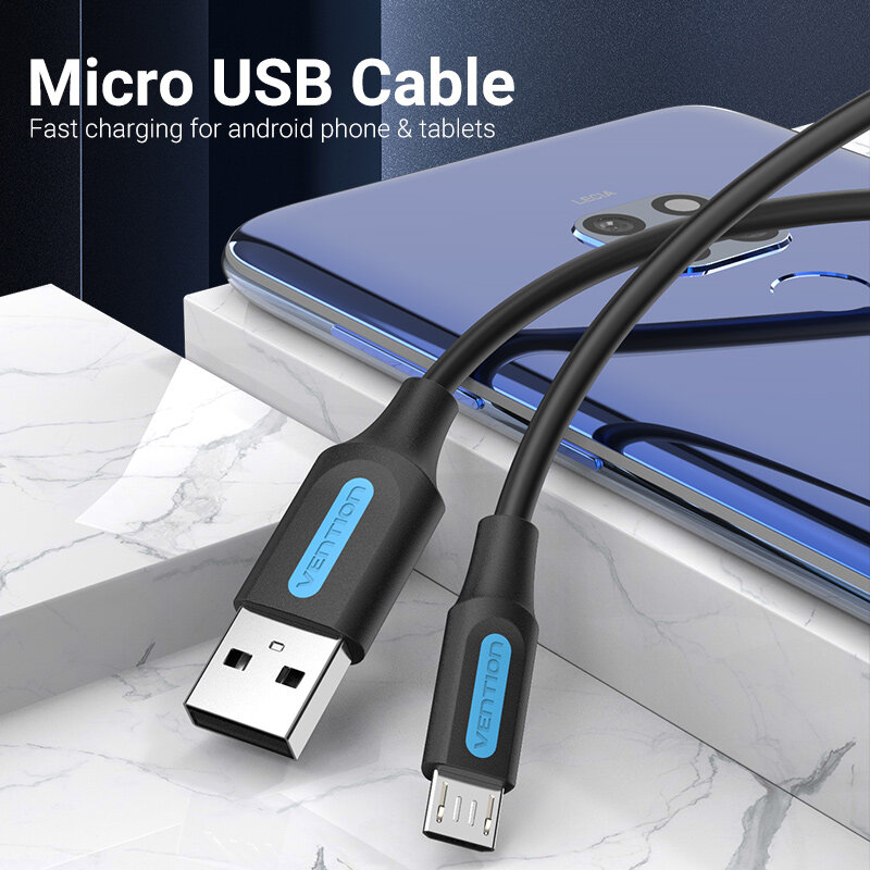 Vention USB 2.0Aオス-Micro-Bオス0.25 / 0.5 / 1 / 1.5 / 2 / 3mデータケーブル（Samsung用）HuaweiAndroidフォン