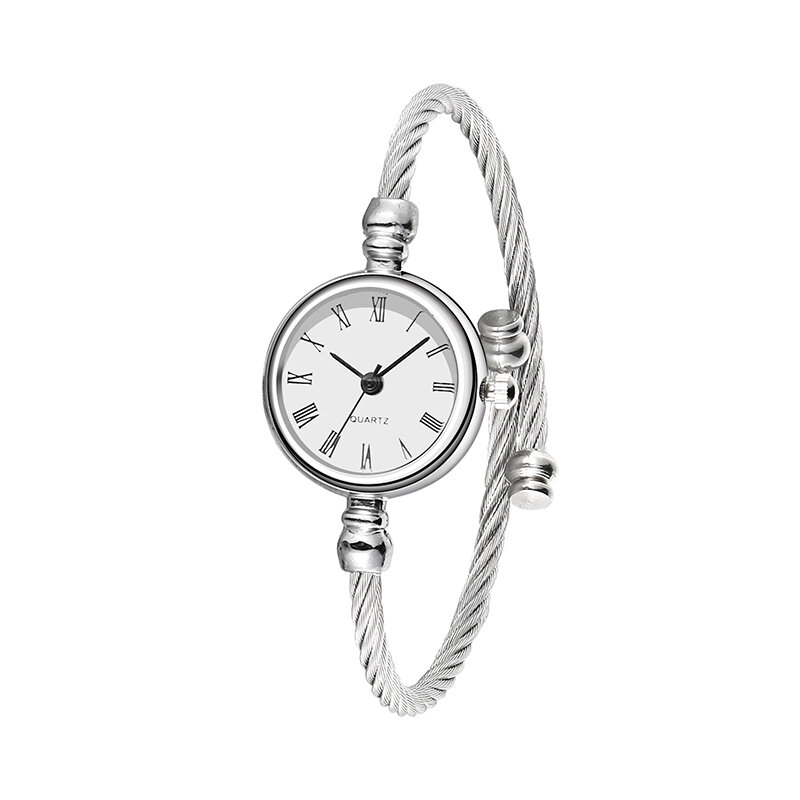Fashion Simple Trendy Roman Numerals Dial Full Alloy Women Bracelet Quartz Watch