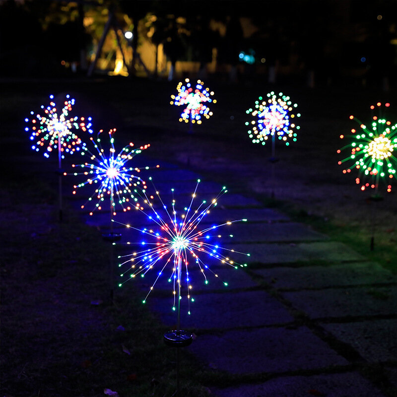 

90/120/150 LED Solar Powered Fairy Light Firework Lights IP65 Waterproof Lawn Inserts Garden Lights Christmas Wedding Pa