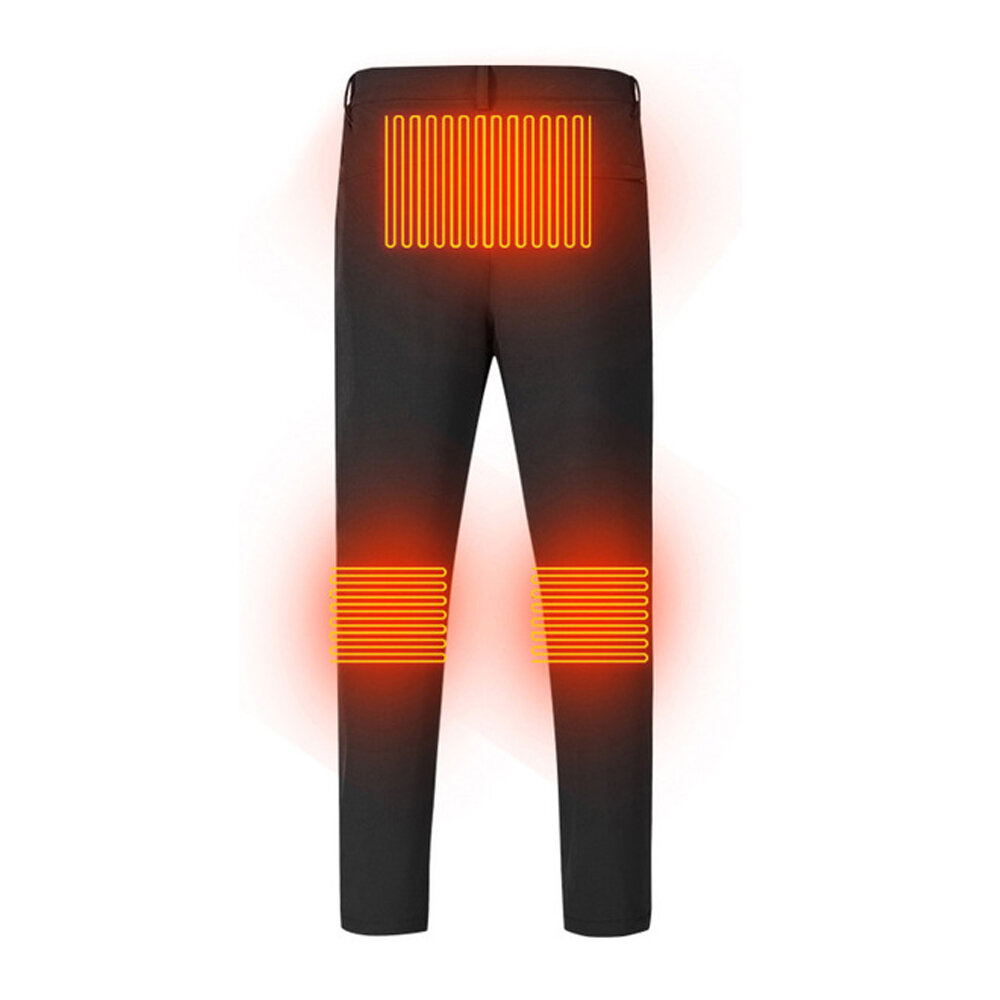 Разумные мужские теплые штаны с подогревом на 3 местах, зимние, на эластичной основе из нейлона, с возможностью зарядки через USB, стиральные, для велосипедных прогулок и походов на природе.