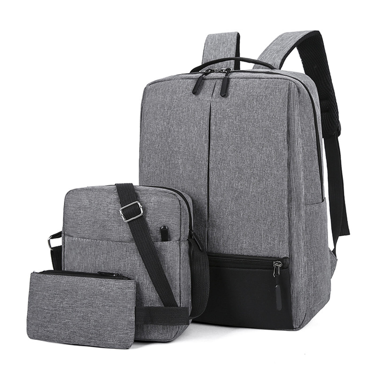 Menico 3 Pcs Heren Oxford Doek Zakelijk Casual Grote Capaciteit USB Opladen Clutch Bag Crossbody Bag