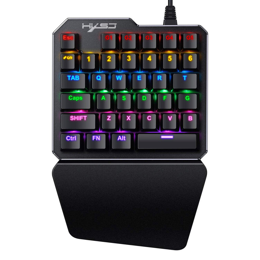 

HXSJ J100 35 клавиш Игры для одной руки Клавиатура Мини-USB Проводная RGB-подсветка Клавиатура для одной руки для ПК-гей