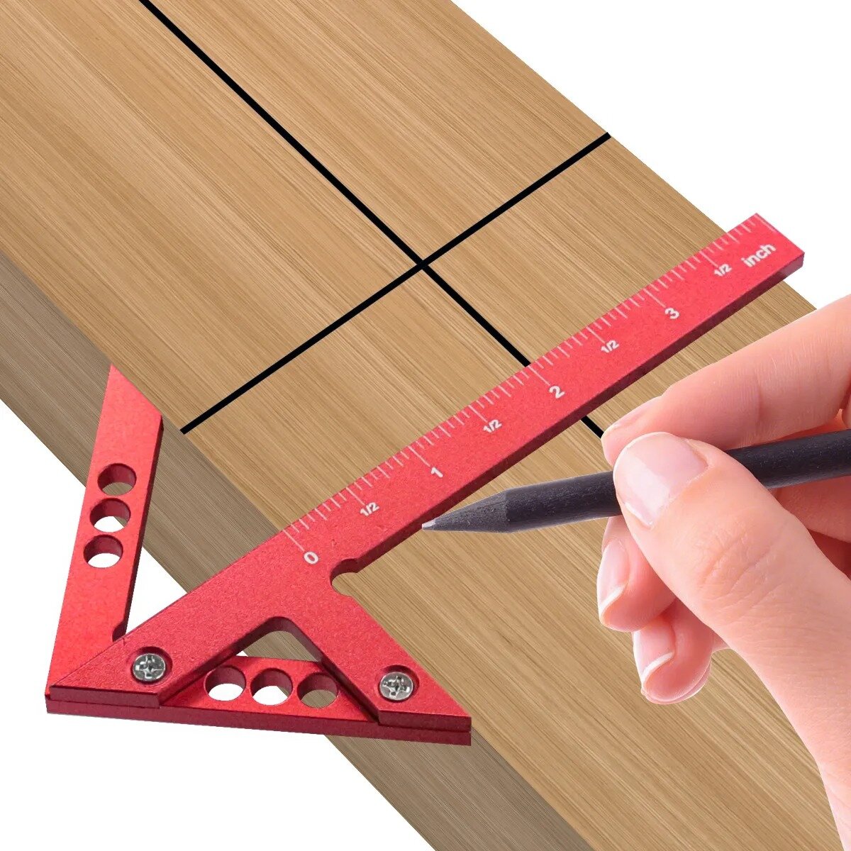 

Aluminum Center Finder Woodworking Square 45/90 Degree Metric/Imperial Right Angle Line Gauge Durable Scribe Carpenter R