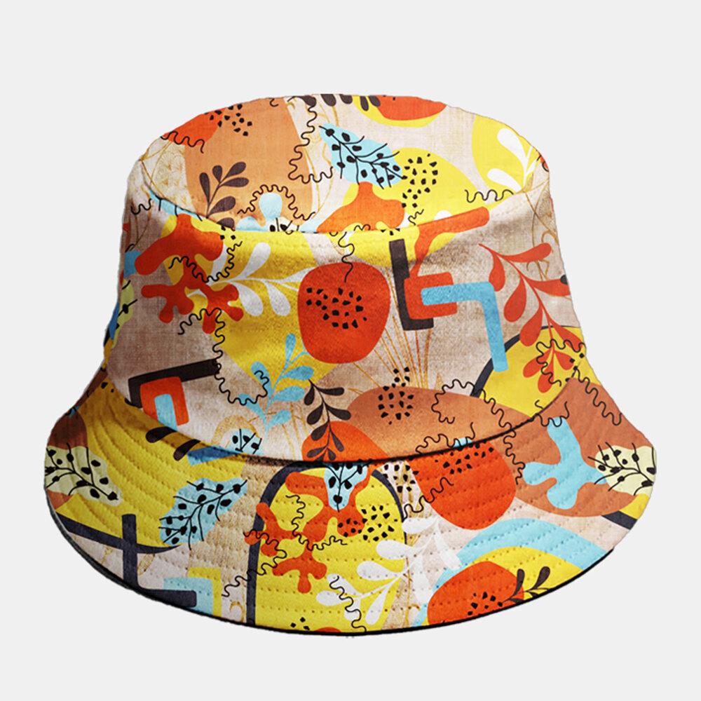 

Unisex Cotton Overlay Floral Pattern Adjustable Fashion Casual Sunshade Bucket Hat