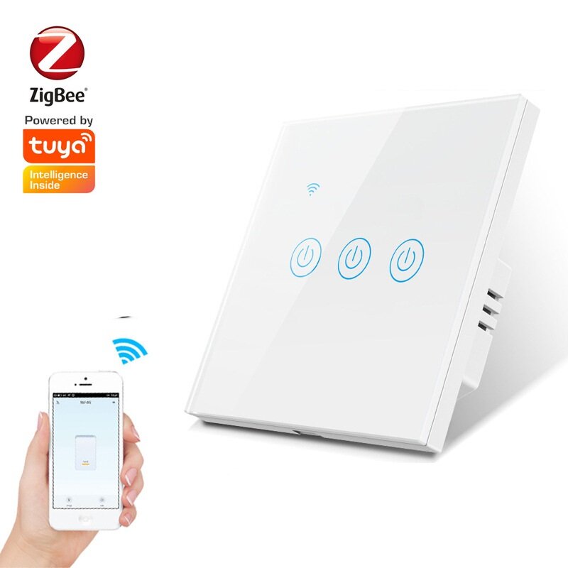 220-240V Tuya ZB Single Fire Zero Shared Smart Touch Switch Wandpaneel Lampbediening Werken met Alex